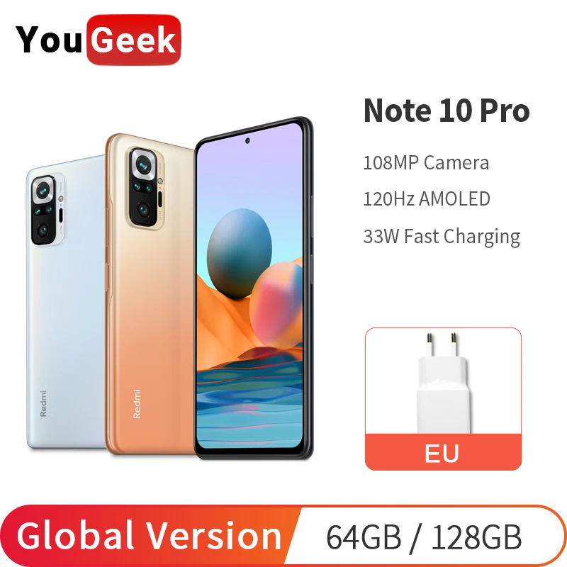 

Global Version Xiaomi Redmi Note 10 Pro Smartphone 64GB/128GB/256GB 108MP Quad Camera 120Hz AMOLED Display Snapdragon 732G NFC