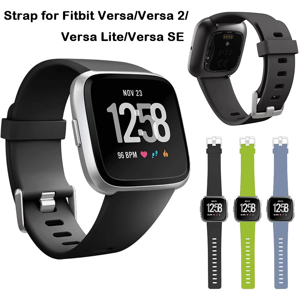 

Fitbit Versa Strap /Watchbands Compatible with /Fitbit Versa 2 /Versa Lite, Classic Soft Silicone Versa Replacement Wristband