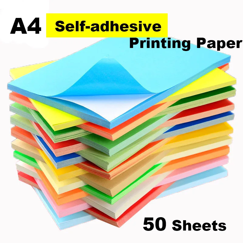 

50 Sheets A4 Colorful Self-adhesive Sticker Paper Matte Surface Label Printing Paper For Copier Laser Inkjet Printer