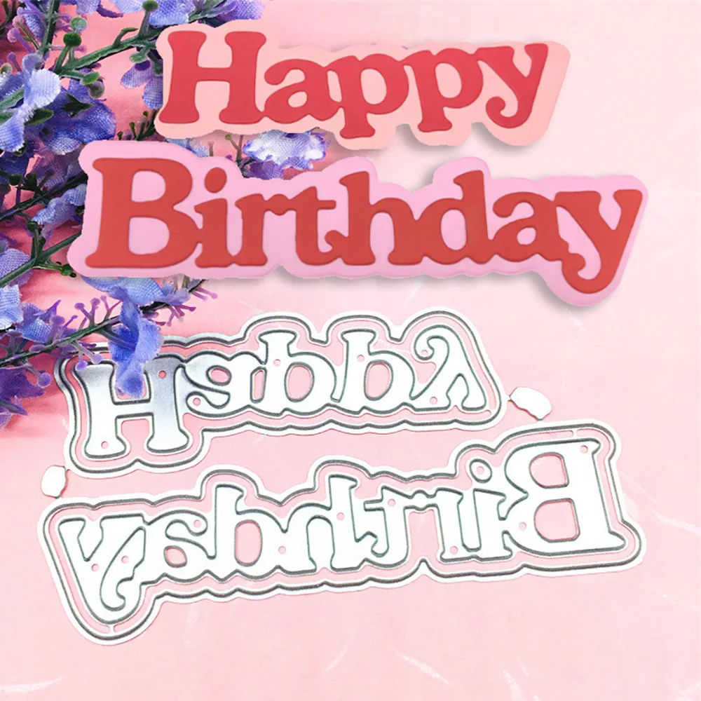 

Happy Birthday Cutting Dies Embossing Scrapbooking Cutter Paper Greeting Cards Metal Stamp Stencils for Decoration