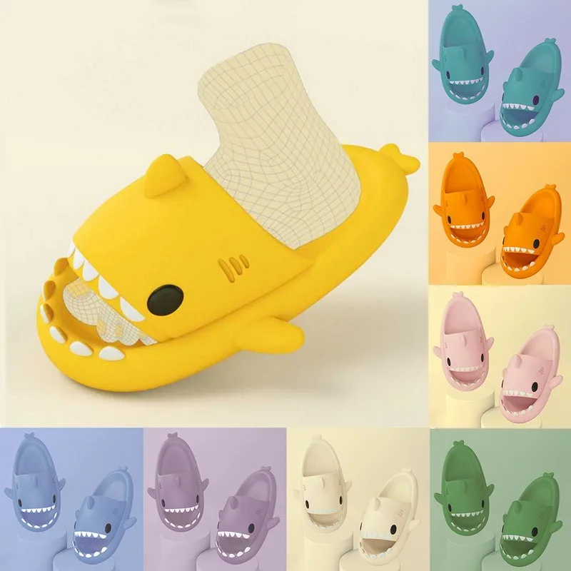 

Ladies Thick Sole Slippers Summer Cartoon Shark Shape Soft Sole Beach Slippers Baby Slippers Indoor Bathroom Non-Slip Sandals