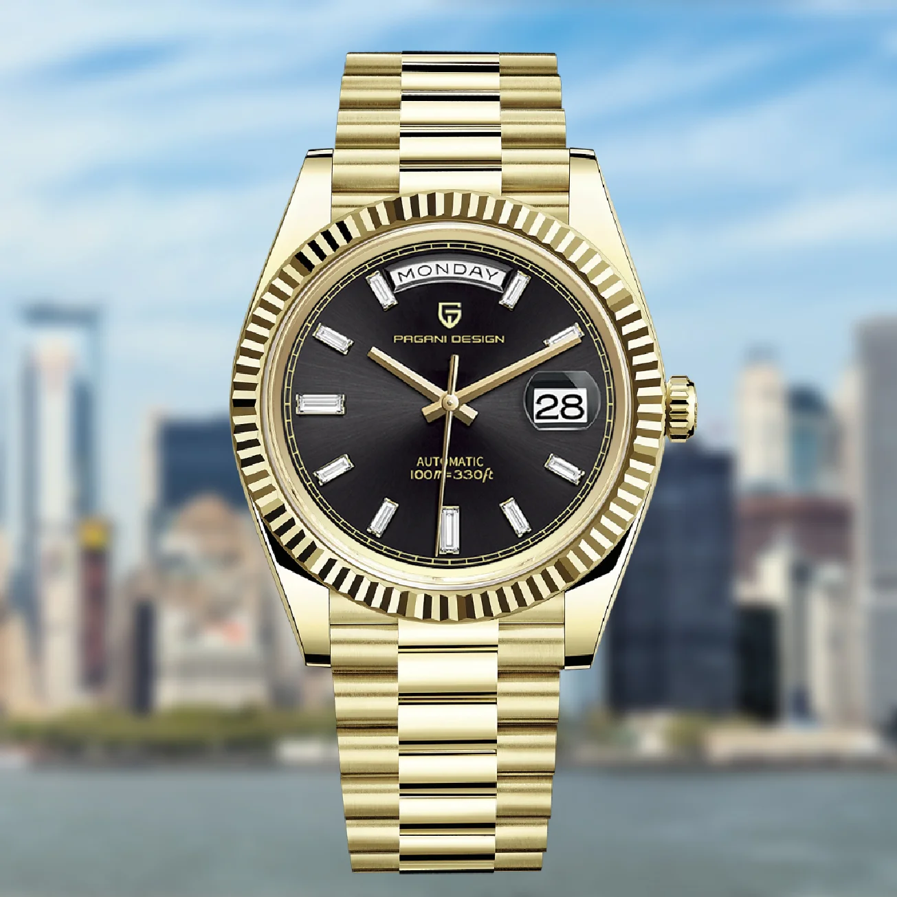 

Часы PAGANI DESIGN DD36 Мужские механические, золотистые, автоматические, водонепроницаемые 100 м