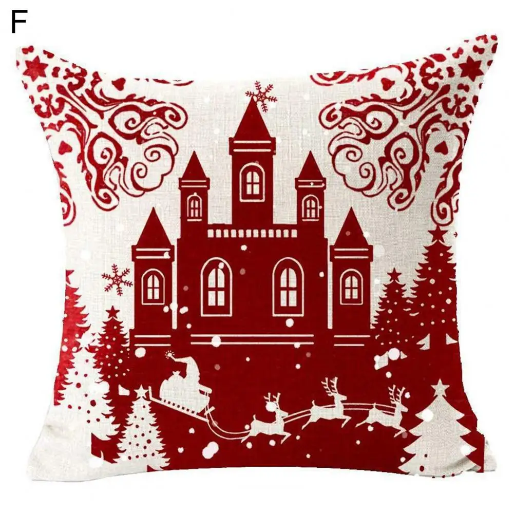 

Anti-dust Flax Snowman Snowflake Throw Pillow Cover Holiday Decoration for Dorm