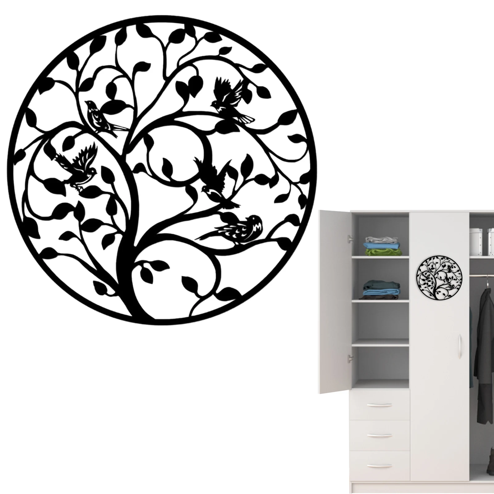 

Металлическое настенное украшение «Древо жизни», черное металлическое настенное украшение «Древо жизни», настенное украшение для гостино...