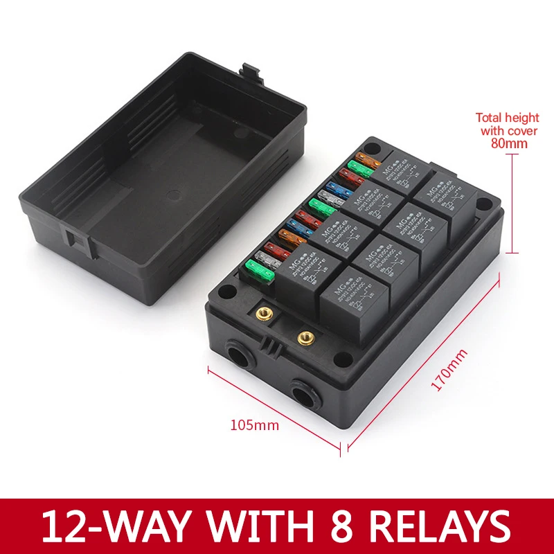 

Автомобильный 6-контактный блок предохранителей с блоком релейного блока, 12-контактный 10-контактный 8-контактный модифицированный блок предохранителей для защиты цепи