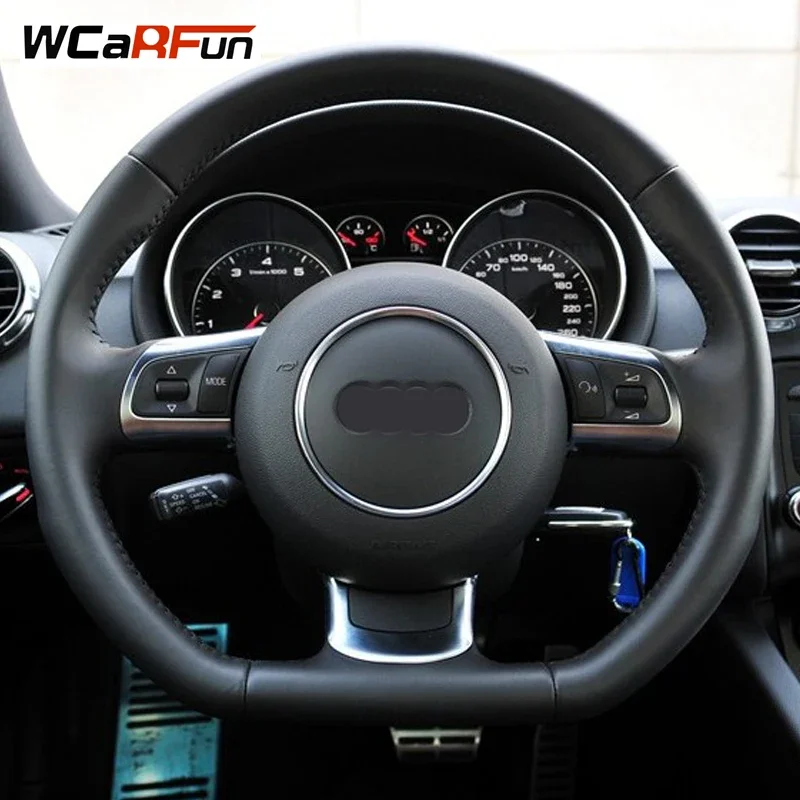 WCaRFun сшитый вручную черный чехол рулевого колеса автомобиля из искусственной