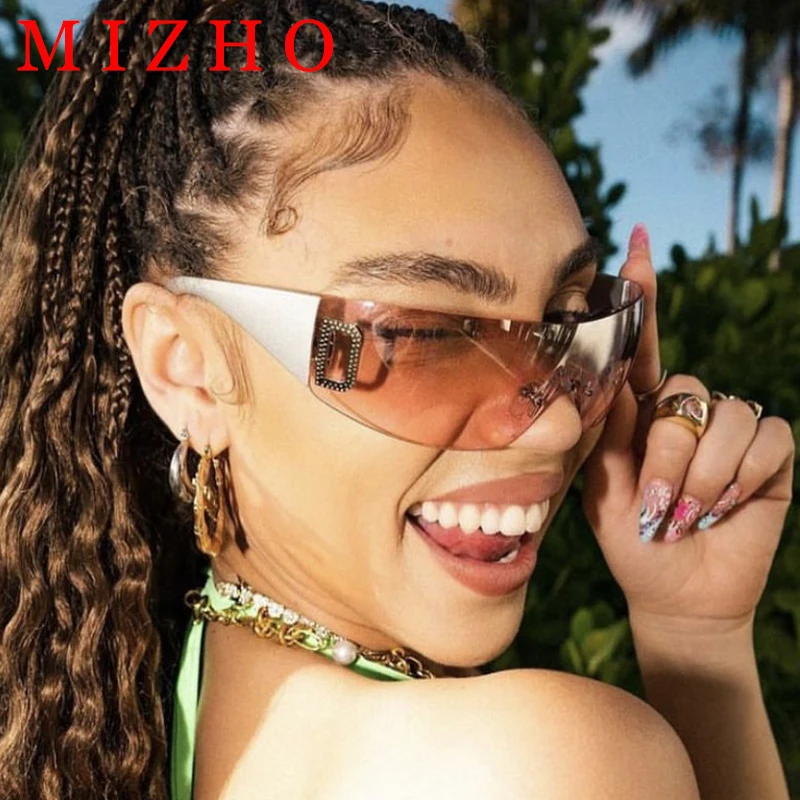 

MIZHO Luxury Punk Sports Sunglasses Women Brand Designer Y2K One Piece Sun Glasses Goggle Shades UV400 Five Star Fashion Eyewear