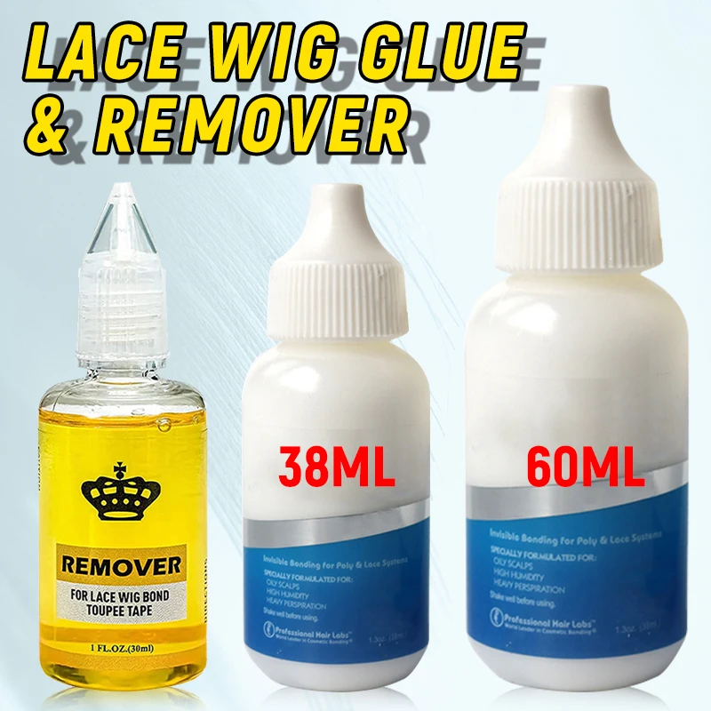 

38ml/60ml Frontal Wig Glue Waterproof Lace Glue Strong Hold Lace Wig Bonding Invisible Glue Remover Private Label for Closure