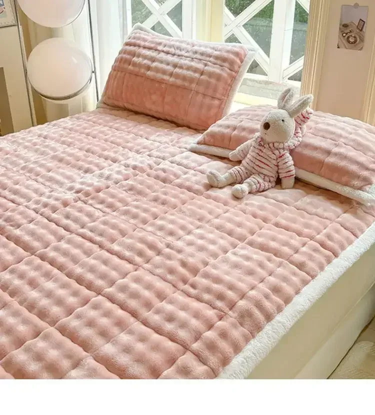 Зимние толстые теплые молочные бархатные наматрасники двуспальная простыня