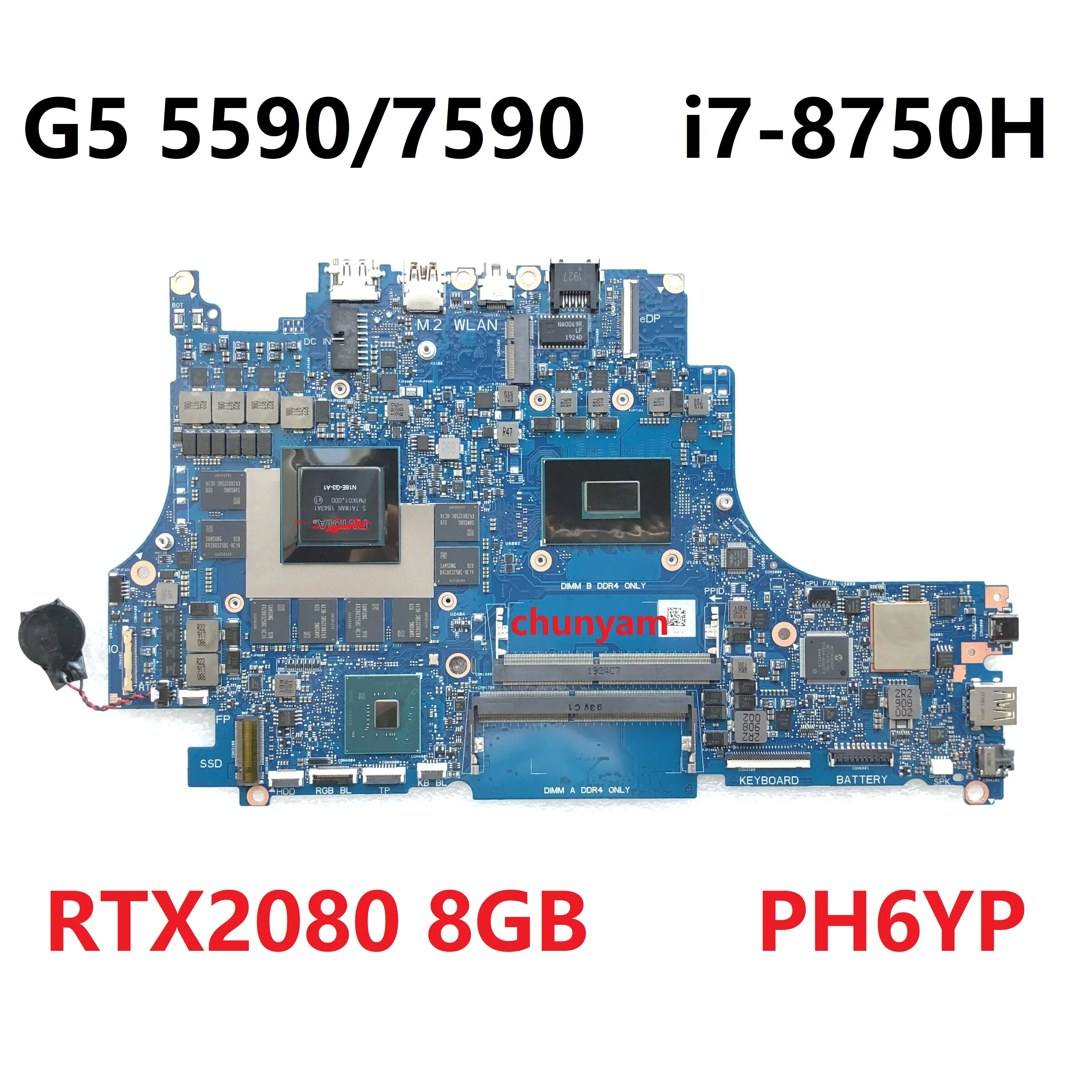 Восстановленная модель RTX2080 8 ГБ для dell G5 5590 G7 7590 материнская плата ноутбука