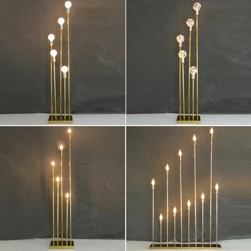 

10-head Golden Metal Candelabra Candle Holder Wedding Table Centerpieces Party Home Decoration Tall Electronic Candlestick 5.0