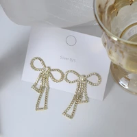 new inlaid zircon bow earrings korean sexy women jewelry temperament party wedding earrings fashion student earrings