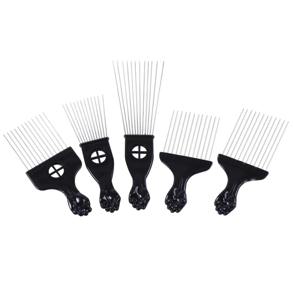 

Black African American Pick Comb Hair Combs Metal Hair Combs Brushes for Hairdressing Styling Tool Salon Barber Shop Accessories