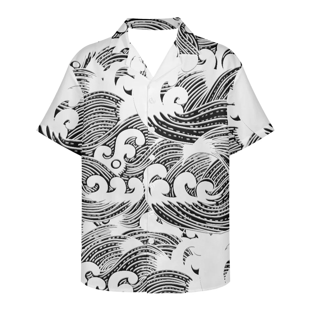 Летняя модная мужская гавайская рубашка с принтом океанских волн, Повседневная пляжная рубашка с коротким рукавом и пуговицами, винтажная Праздничная вечеринка, Алоха