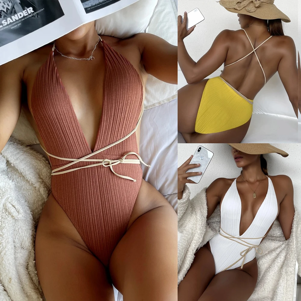 

Женское летнее бикини, новинка 2022, сплошной купальник в европейском и американском стиле, пикантный Модный облегающий купальник-бикини