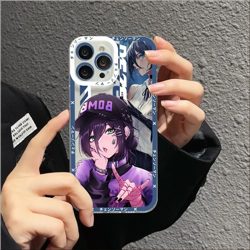 Чехол для телефона с мультяшным аниме бензопилой iPhone 13 14 15 Pro Max X XS XR 12 11 Mini мягкий