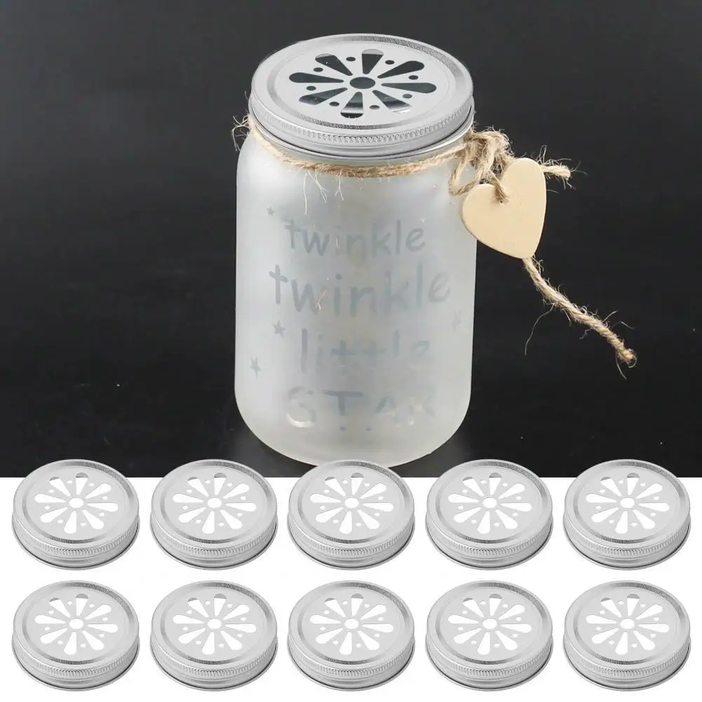 

10Pcs Mason Jar Lids Flower Pattern Rust-proof Tinplate Mason Jar Covers Storage Can Lids Decoration for Home