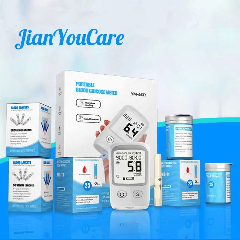 

JianYoucare Safe-Accu Blood Glucose Meter 25/50 Test Strips Lancets Glucometer Kit Diabetic Blood Sugar Medical Diabetes Tester