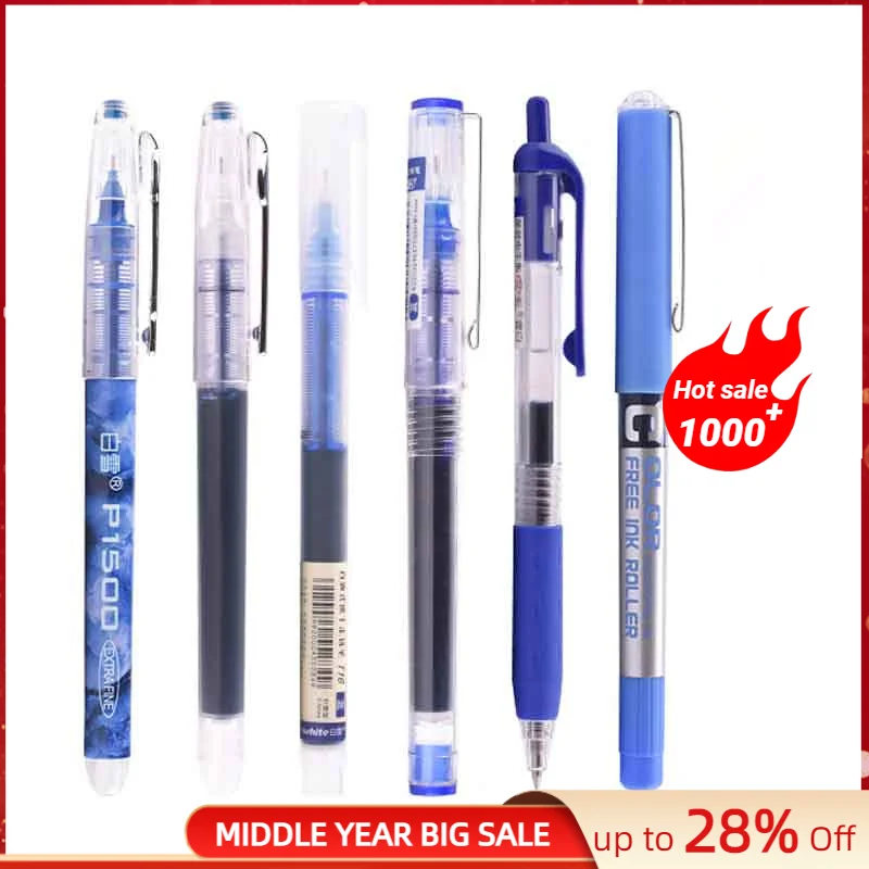 Набор шариковых ручек для студентов и офиса, 6 штук, чернильные: чёрный, красный, синий, жидкий, высокого качества, для школьных принадлежностей.