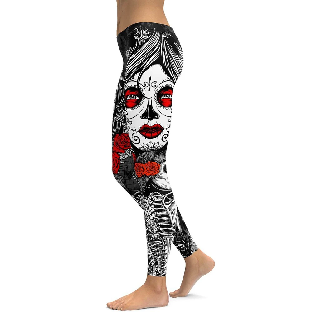 

Skeleton Sugar Skull Yoga Leggings High Waist Yoga Pants Breathable Gym Fitness Push Up Girl Yoga Workout Leggings