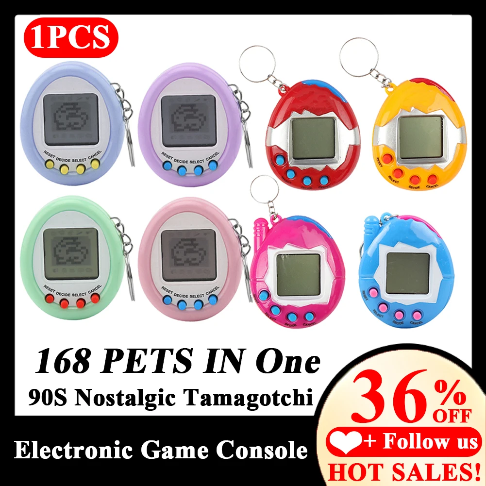 1 шт. Электронные Домашние животные Tamagotchi 90S ностальгические 168 питомцы в 1 Обучающие забавные виртуальные интернет цифровые игрушки для домашних животных брелки с ЖК-дисплеем