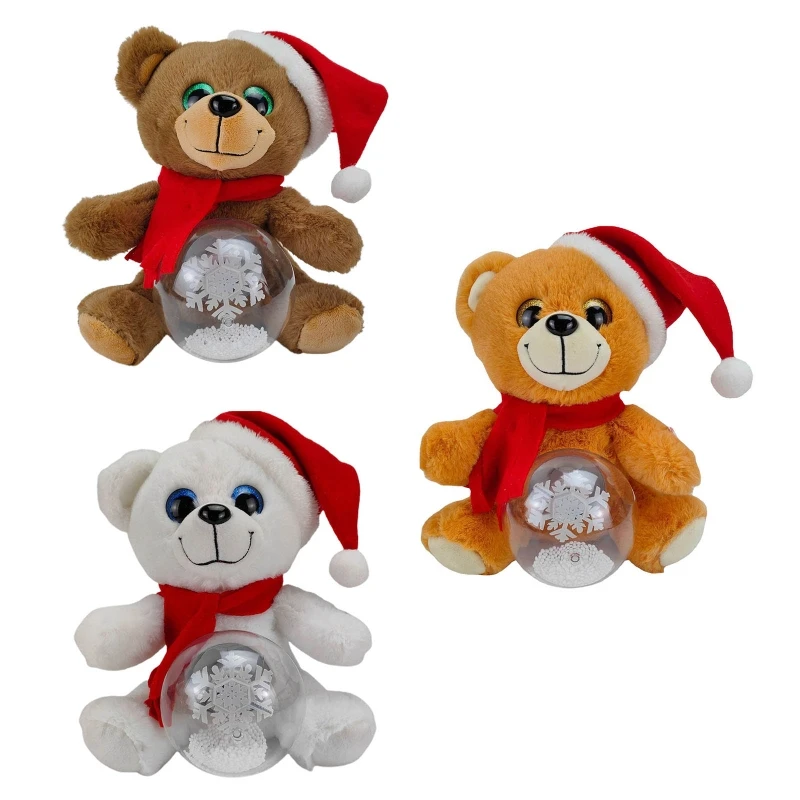 

Merry Christmas Bear Music for Doll Plush Toy Fireplace Decor Children Luminous Toys