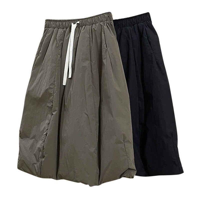 Casual Winter Pockets Down jacket Adjustable waist skirt Warm 2023 New Women Black 2 Piece set Puffer coat Parkas INKEO 2O404