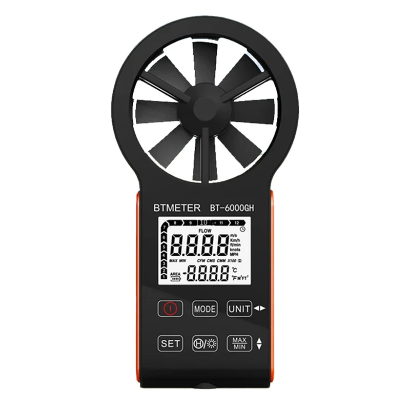 Фото A15F-BTMETER Анемометр Измерение скорости ветра с сенсорной клавишей, дисплеем температуры, инструментом для проверки объема воздуха BT-6000GH №2