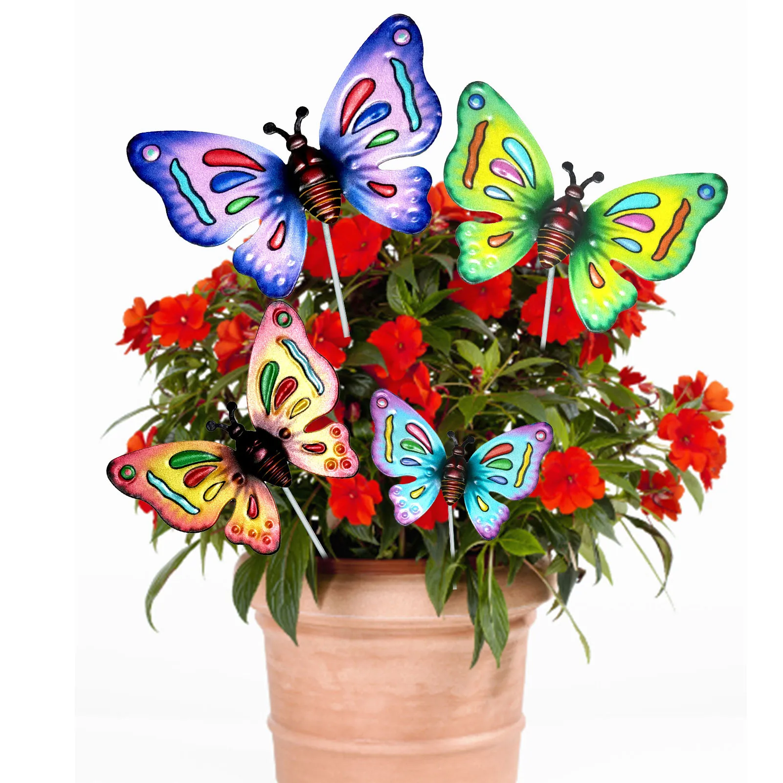 

Butterfly Garden Stakes Decor Colorful Iron Butterflies Stakes With Vivid Wings Indoor Outdoor Sticks Ornaments