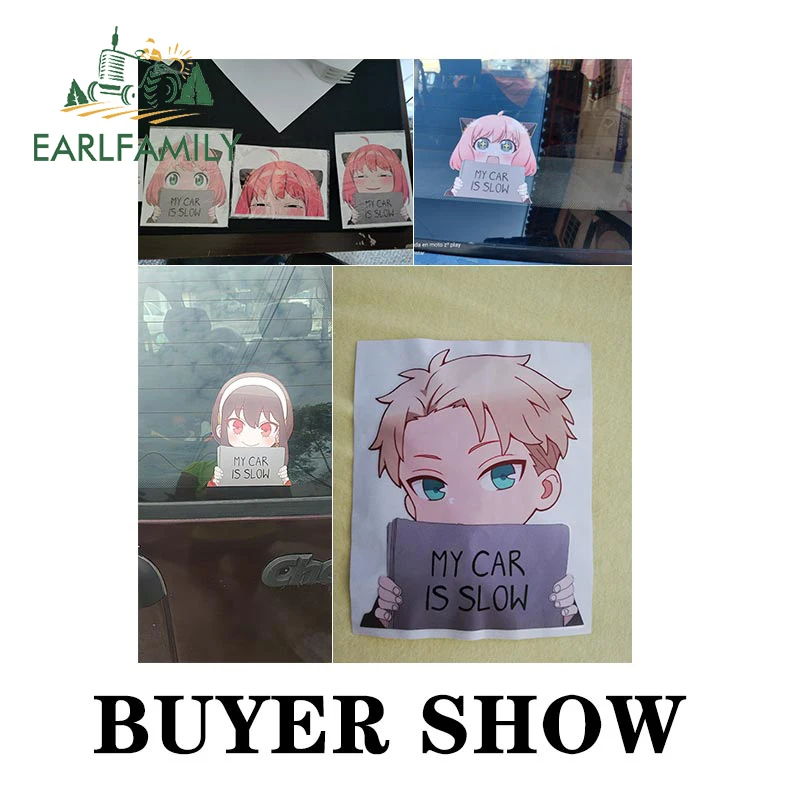 EARLFAMILY 13cm x 11.4cm for Spy Family Anya Forger My Car Is Slow Stickers Anime Waterproof Decals Door Protector - купить по