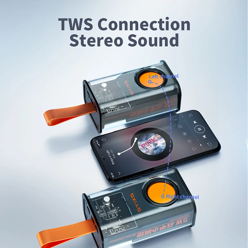 

Bluetooth small speaker portable Wireless speaker Stereo TWS Bluetooth 5.3 Waterproof Transparent LED Lights for smart phones