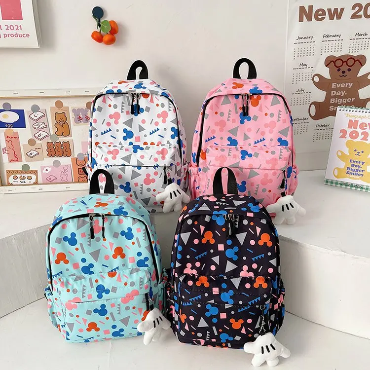 New Children's Backpack Mickey Travel School Bag Kindergarten Oxford Cloth Backpack Boy Girl Cartoon Printing Snack Bags 4-7Y