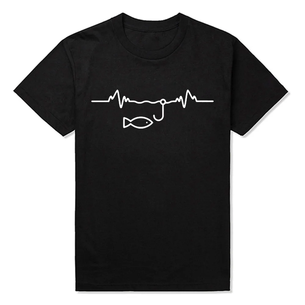 

FISHINGER PULSE HEARTBEAT Funny Unisex Graphic Fashion New Cotton Short Sleeve T Shirts O-Neck Harajuku T-shirt