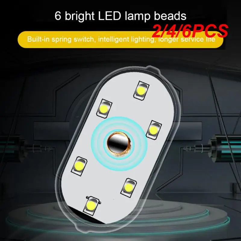 

2/4/6PCS Car LED Touch Light Car Interior Light Auto Roof Ceiling Reading Lamp LED Car Styling Night Light Mini USB Charging Car