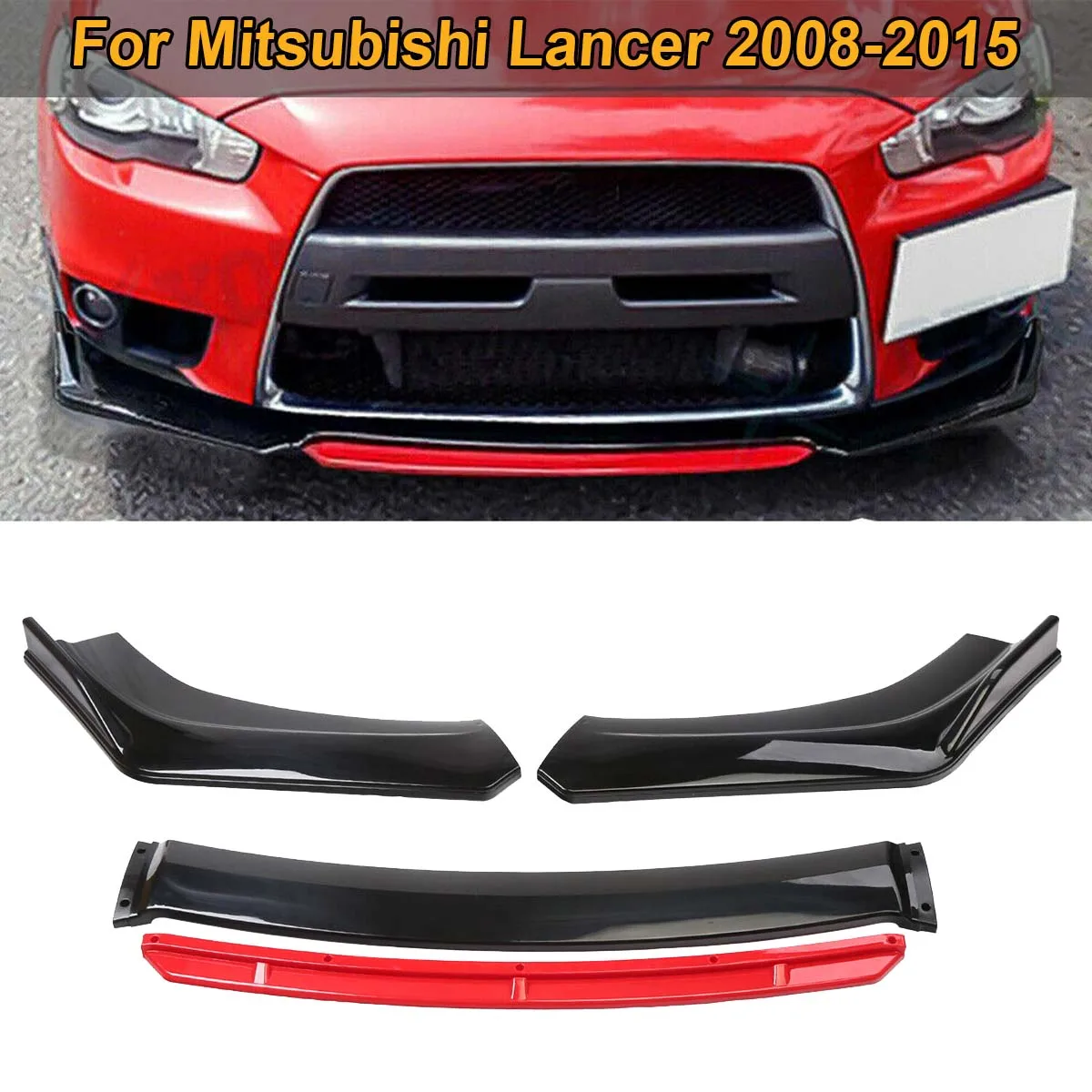 

Передний бампер для Mitsubishi Lancer 2008-2015, спойлер для губ, боковой сплиттер, дефлектор, диффузор, комплект кузова, защита, автомобильные аксессуары
