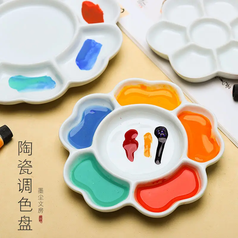 

Керамическая цветная палитра китайская живопись цветная палитра керамическая цветная палитра художественная Акварельная керамическая пигментная тарелка белый фарфор