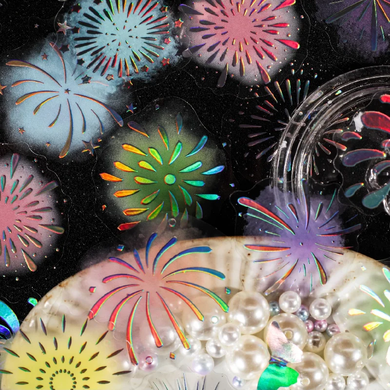 20PCS Fireworks Theme Stickers DIY Handbook Scrapbook Photo Frame Thermal Mug phone case water cup notebook adhesive tape