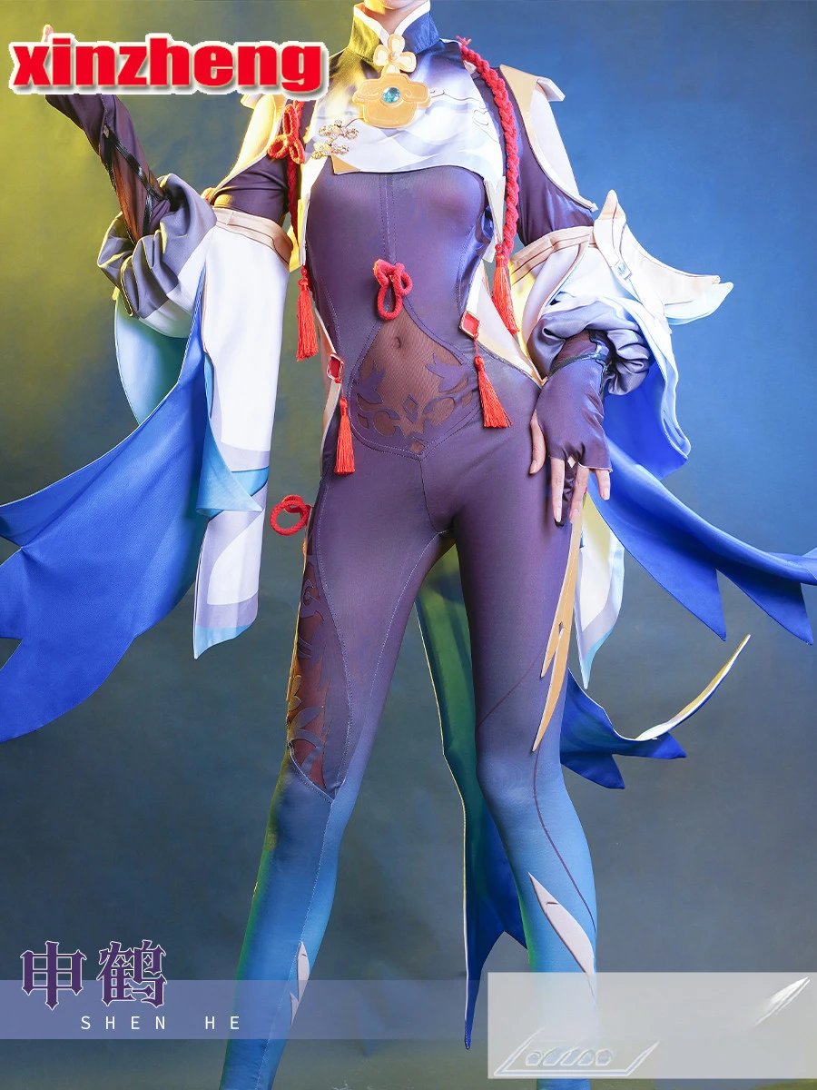 

Shenhe Cosplay Costume Game Genshin Impact Shenhe Cosplay Costume and Wig Women Sexy Jumpsuit Outfits Halloween Full Set