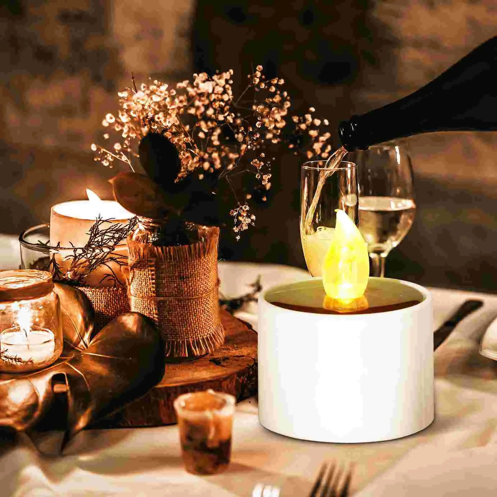 

Tea Light LED Batteries Rechargeable Lights Amber Night Small Lamp Candles Flameless