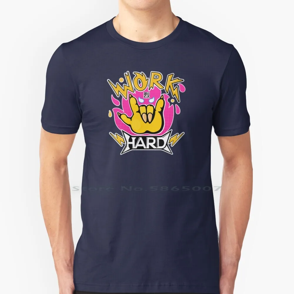 

Work Hard T Shirt 100% Cotton Aggretsuko Fanart Work Hard Metal Fury Stress Big Size 6xl Tee Gift Fashion