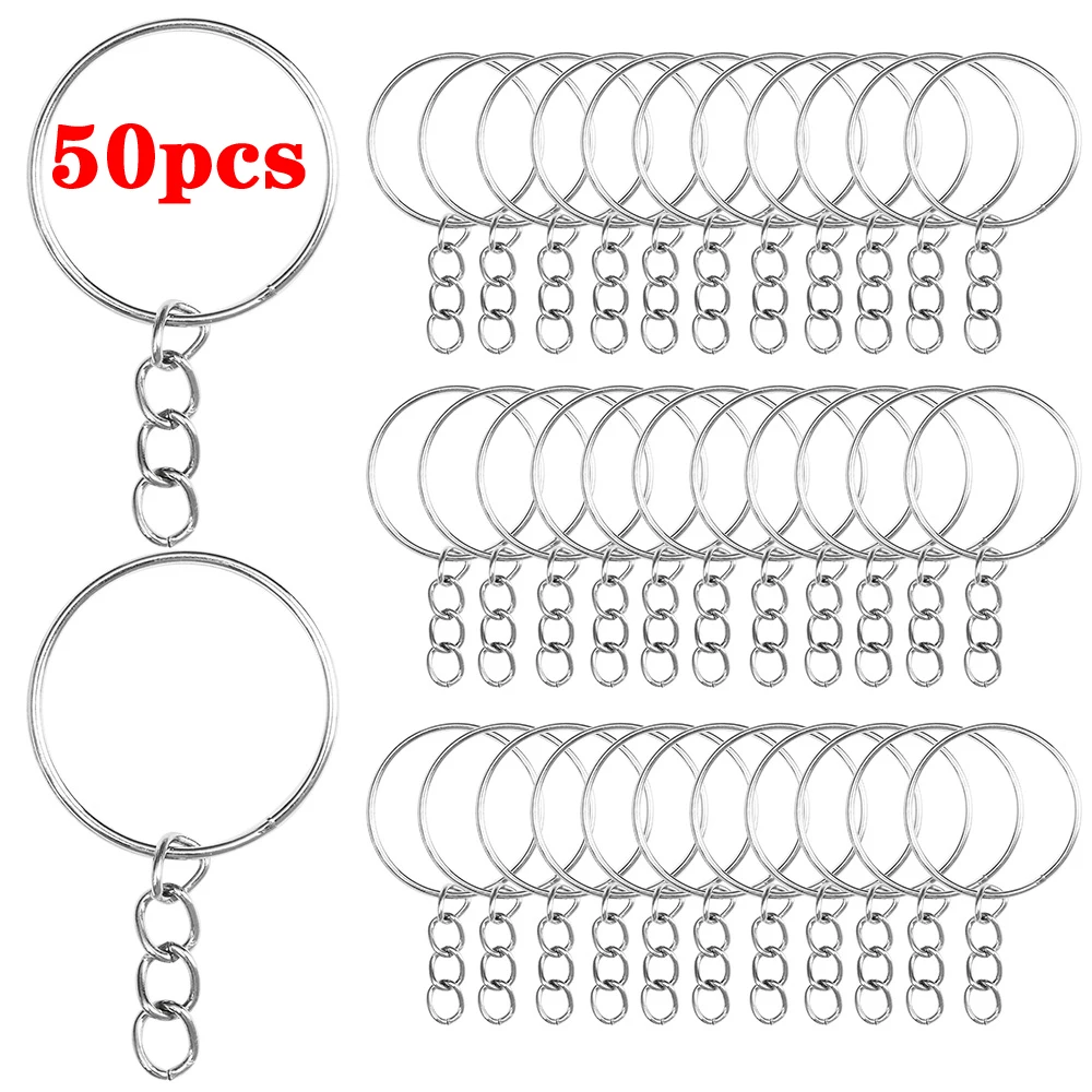 

Silver Plated Metal Blank Keyring Keychain Split Ring Keyfob Key Holder Rings DIY Key Chains Keychains Carabiner Lots 10-50Pcs