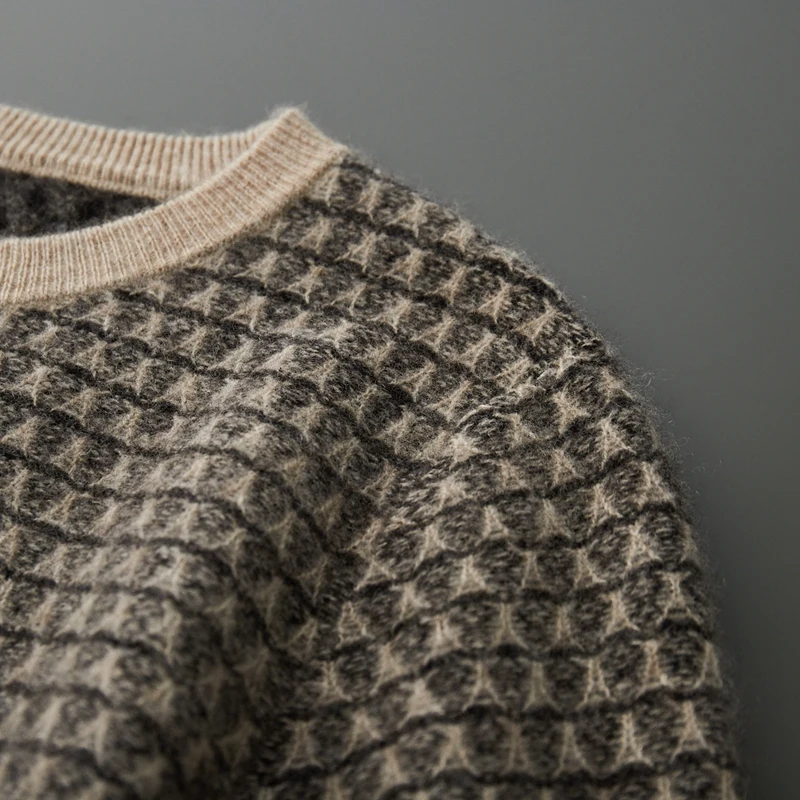 Высококачественный Мужской Жаккардовый свитер 100% из козы и кашемира пуловер