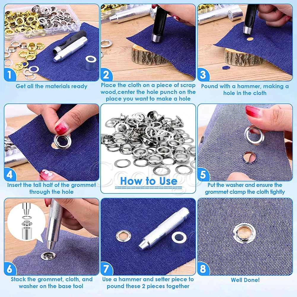 Металлические Люверсы 2-17 Мм Круглый Набор Дыроколов Для Обуви Сумок Этикеток