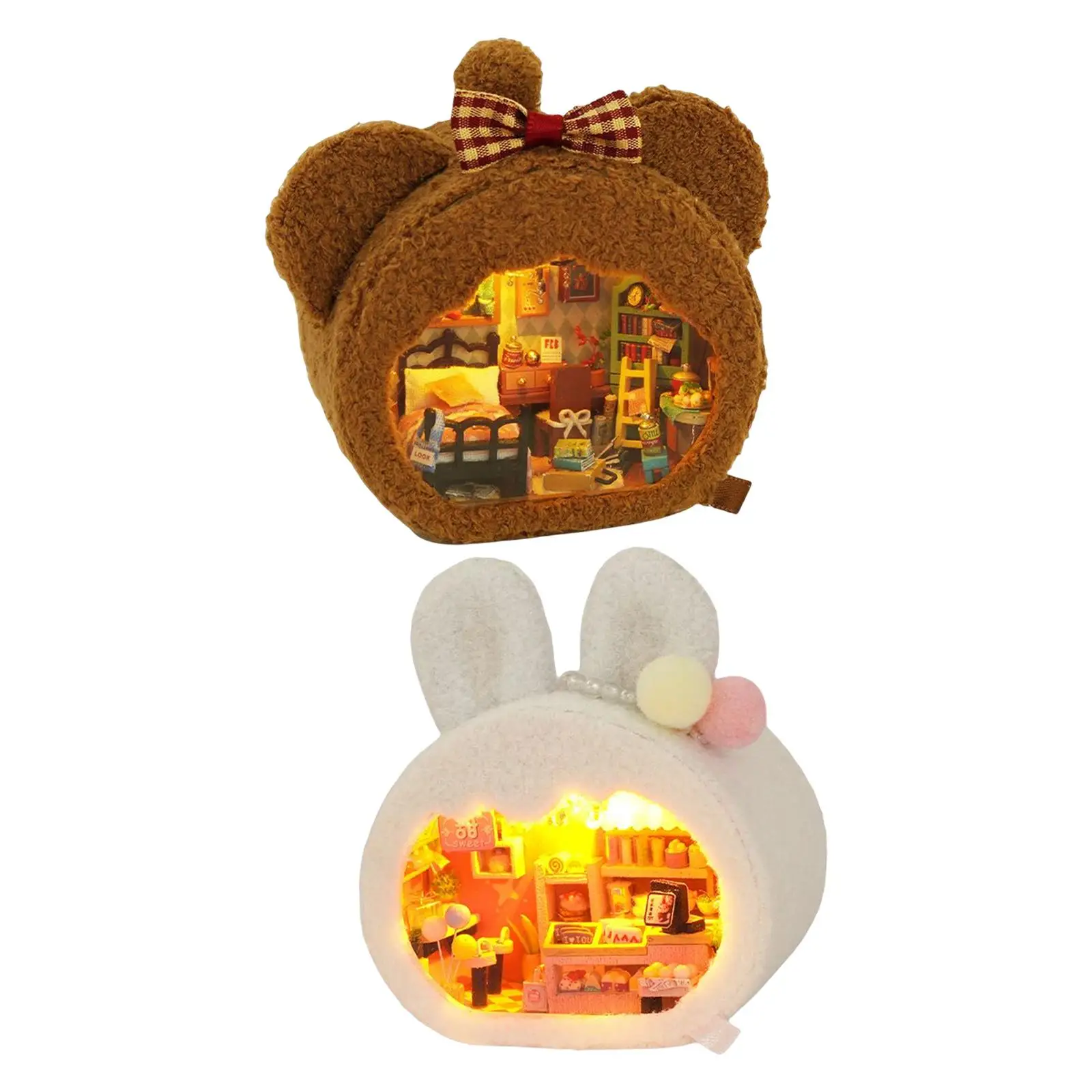 

Wood Dollhouse Handmade Toy Miniature Dolls House Kit 3D Dolls House Kits DIY Miniature Building Kit for Decoration Role Play