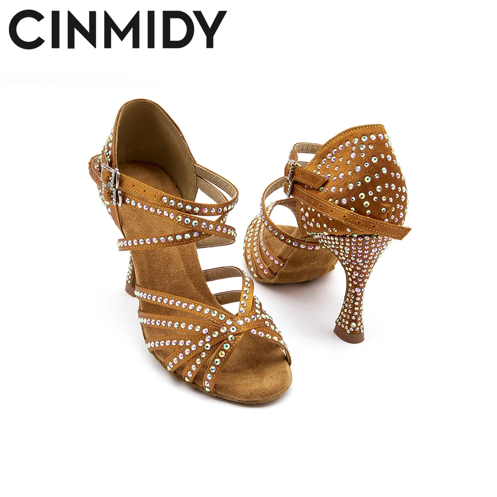 Женские атласные туфли для латиноамериканских танцев CINMIDY танцевальные на