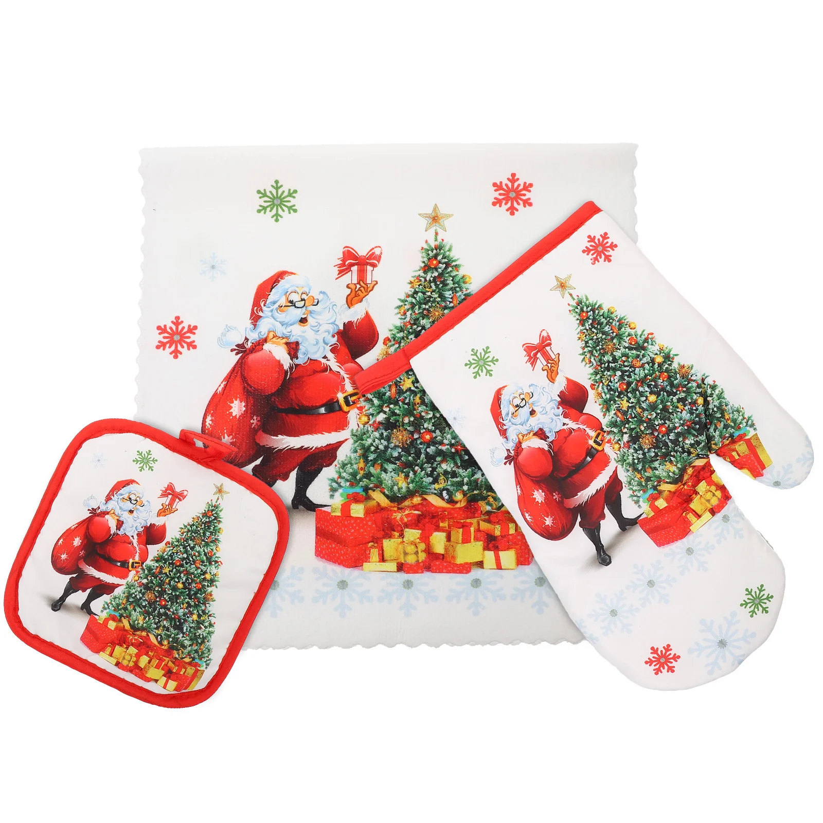 

Christmas Oven Pot Kitchen Gloves Mitts Towels Holderscooking Baking Heat Resistant Holder Hot Mittens Padsand Mitt Snowman Dish
