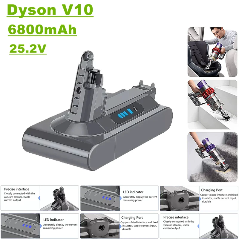 

Replacement battery of Dyson V10 series handheld vacuum cleaner, 25.2v, 6800mah, for Dyson V10 wireless handheld vacuum cleaner