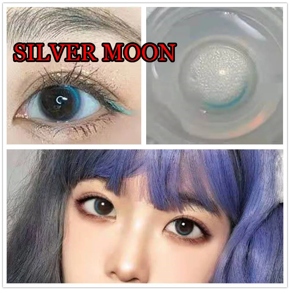 

Hotsale Hightlight Blue Color Cosmetic Contact Lens Soft Eyewear Glasses Prescription линзы для глаз цветные Silver Moon