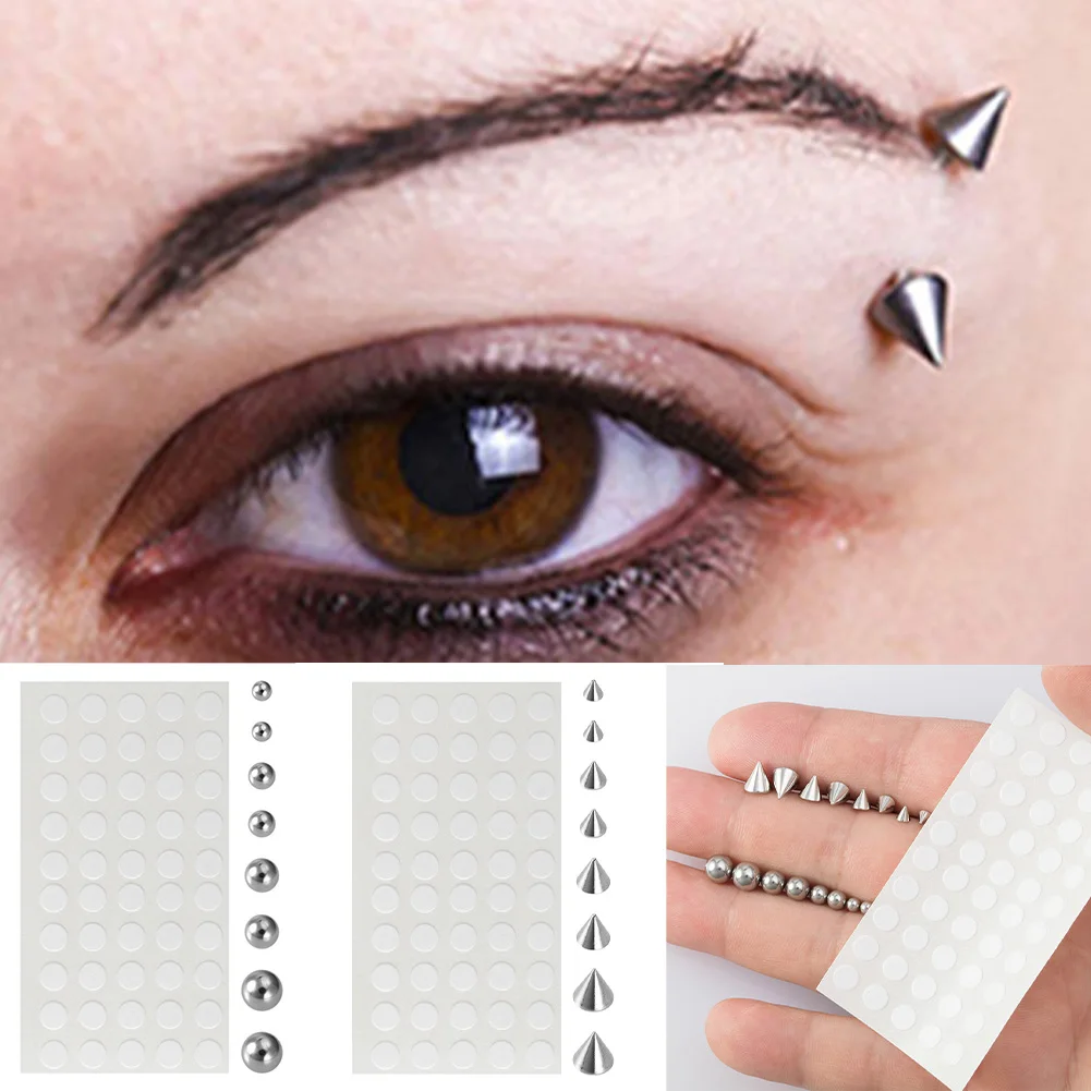 New Fake Smiley Piercing Fake Nose Ring Lip Stud Eyebow Dimple Sticker Face No Piercied Earring Body Jewelry Set Stainless Steel