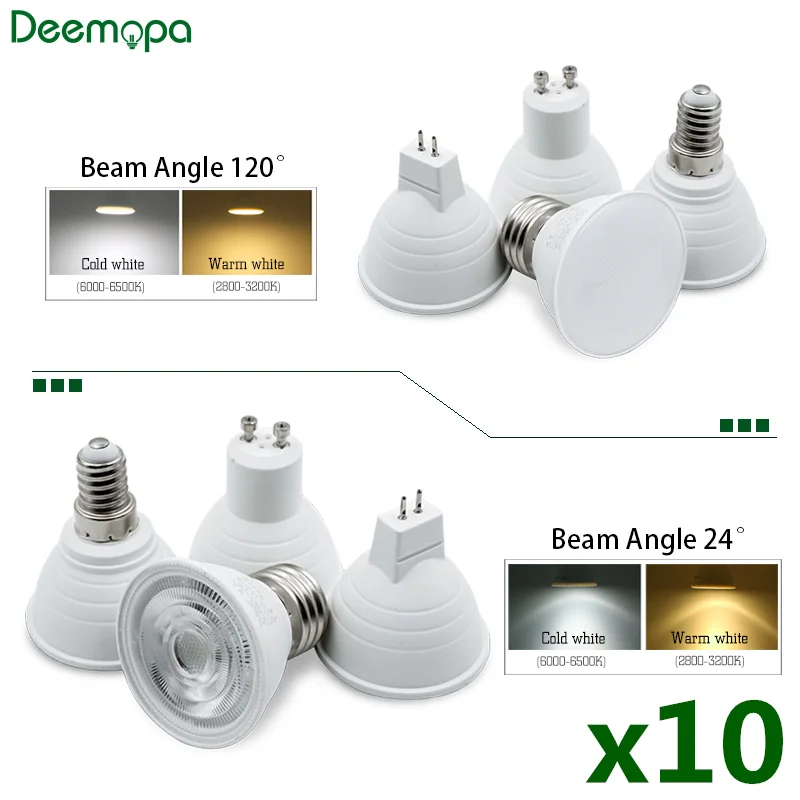 10pcs/lot MR16 GU10 E27 E14 Lampada LED Bulb 6W 220V Bombillas LED Lamp Spotlight LED Spot Light 24/120 degree Cold/Warm white